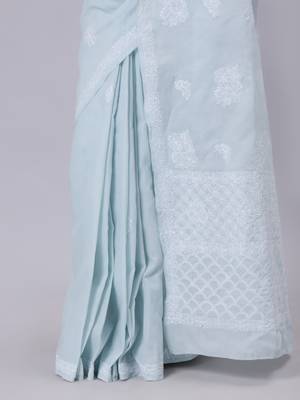 Grey terivoil cotton saree 3