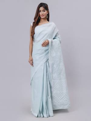 Grey terivoil cotton saree 4