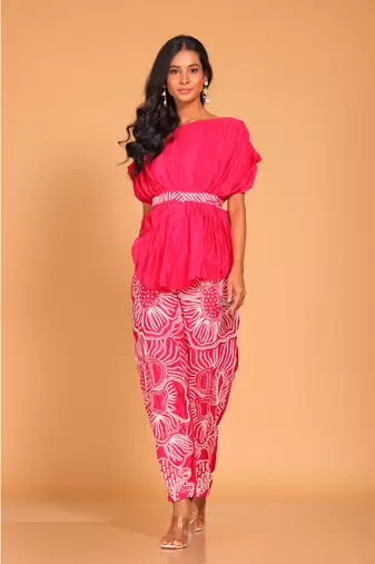 Short kaftan set with embroidery pant