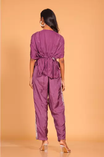 Short kaftan set with embroidery pant