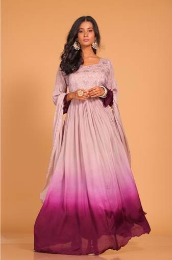 Long gown with dupatta set