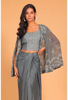 Crop top with embroidery jacket 1