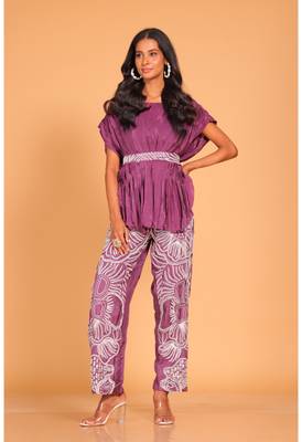 Short kaftan set with embroidery pant 5