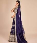 Lehenga With Choli And Dupatta In Navy Blue Georgette Embroidered Sequins Party Wear