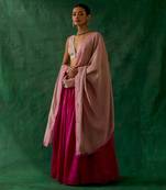 Pink Chanderi Handloom Skirt & Zari Blouse with Dupatta