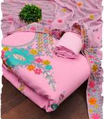 Baby Pink Georgette Sequin & Floral Pattern Multicolor Thread Work Kurta Bottom Dupatta Set Dress Material