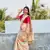 Cream Muga Cotton Printed Pallu And Contrast Border Saree With Blouse For Women