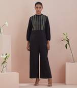 Black cotton glaze jumpsuit