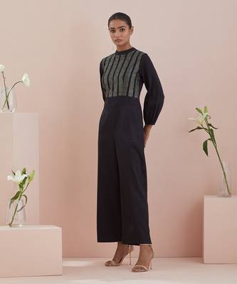 Black cotton glaze jumpsuit 2