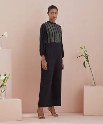 Black cotton glaze jumpsuit 3