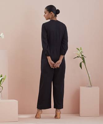 Black cotton glaze jumpsuit 4