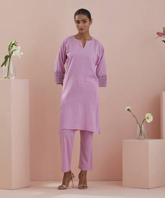 Pink cotton kalidar kurta with pants 2
