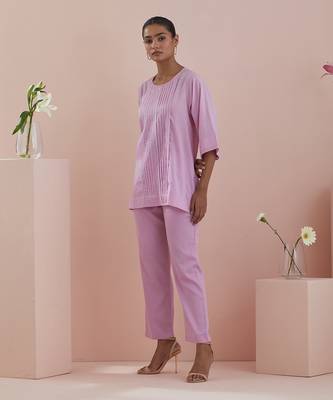 Pink cotton kalidar kurta with pants 3