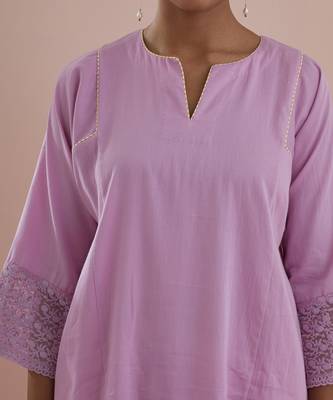 Pink cotton kalidar kurta with pants 4