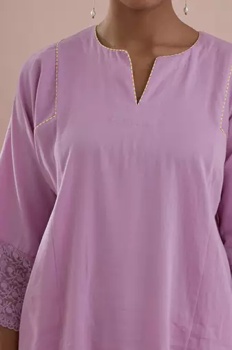 Pink cotton kalidar kurta with pants
