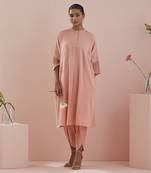peach  kaftan style kurta with dhoti salwar
