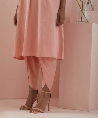 peach  kaftan style kurta with dhoti salwar 5