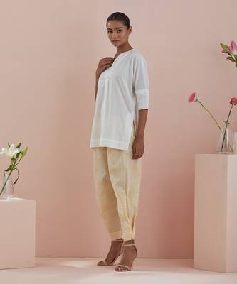 Off white co-ord set - cotton tunic with stylized pants in pinstripes 3