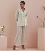 Off-white co-ord set - textured cotton jacket and pants in off white