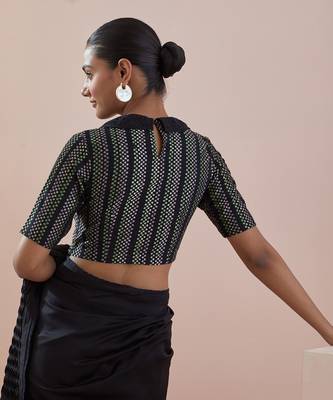 Black chanderi saree Without Blouse 4
