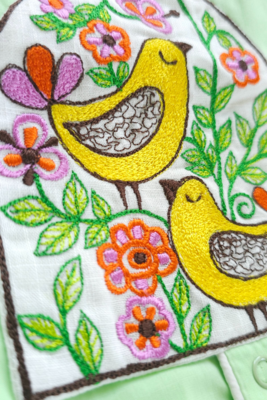 Keebee organic cotton embroidered green kurta paired with patiyala pants - birds in bloom 2