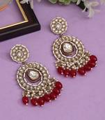 Maroon color kundan earrings