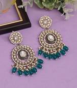 Turquoise blue color kundan earrings