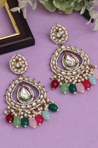 Multi color kundan earrings