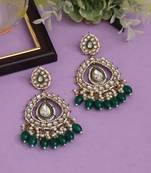 Green color kundan earrings