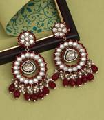 Maroon color kundan earrings