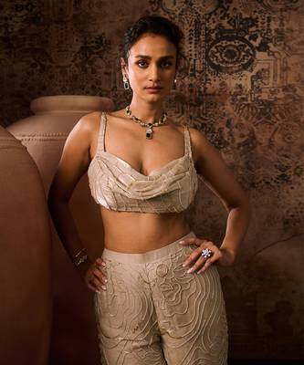 Chikoo embroidered cowl top with pant 3