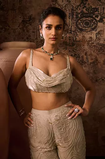 Chikoo embroidered cowl top with pant