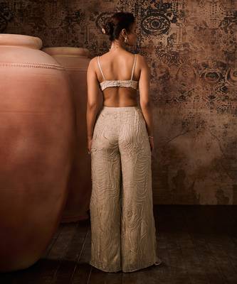 Chikoo embroidered cowl top with pant 4
