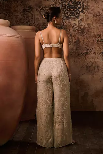 Chikoo embroidered cowl top with pant