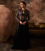 Black mashroo embroidered jacket set