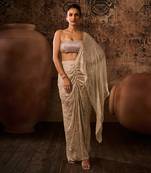 Chikoo embroidered top with drape skirt