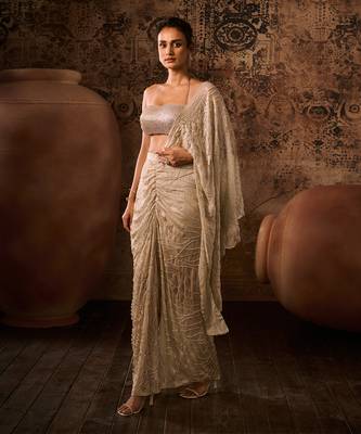 Chikoo embroidered top with drape skirt 2