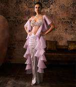 Lilac embroidered top with skirt with dupatta