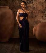 Purple drape top with skirt saree