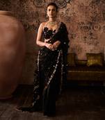 Black embroidered blouse with embroidered saree