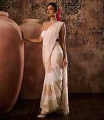 White blouse with tissue embroidered saree