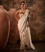 Rose gold tissue saree with blouse