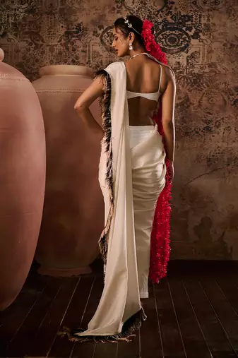 Rose gold tissue saree with blouse