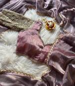 Primium Glass Tissue Two Ton Zari  Saree Silk With Gold Val Moti Lace Border