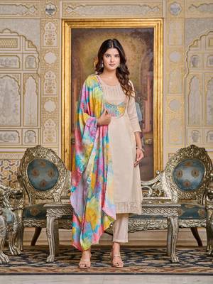Women's Simar Embroidered Straight Kurta with Pant And Dupatta Set 1