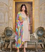 Women's Simar Embroidered Straight Kurta with Pant And Dupatta Set
