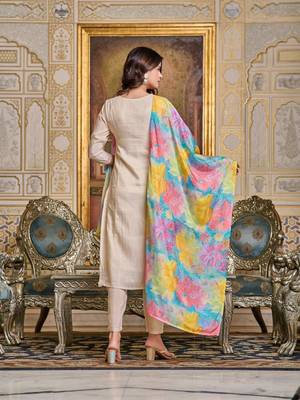 Women's Simar Embroidered Straight Kurta with Pant And Dupatta Set 2