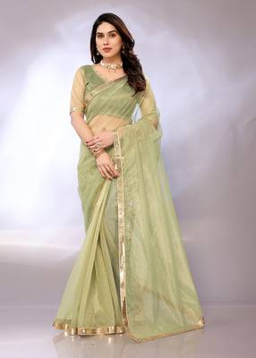 Net embellished saree with blouse piece 1