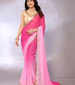 Georgette ombre-dyed saree with blouse piece