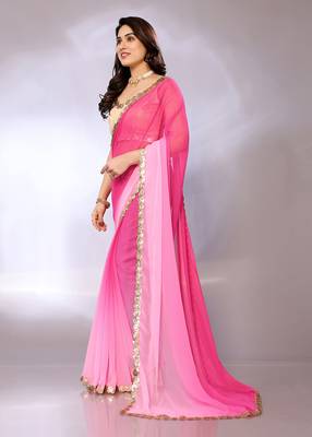 Georgette ombre-dyed saree with blouse piece 2